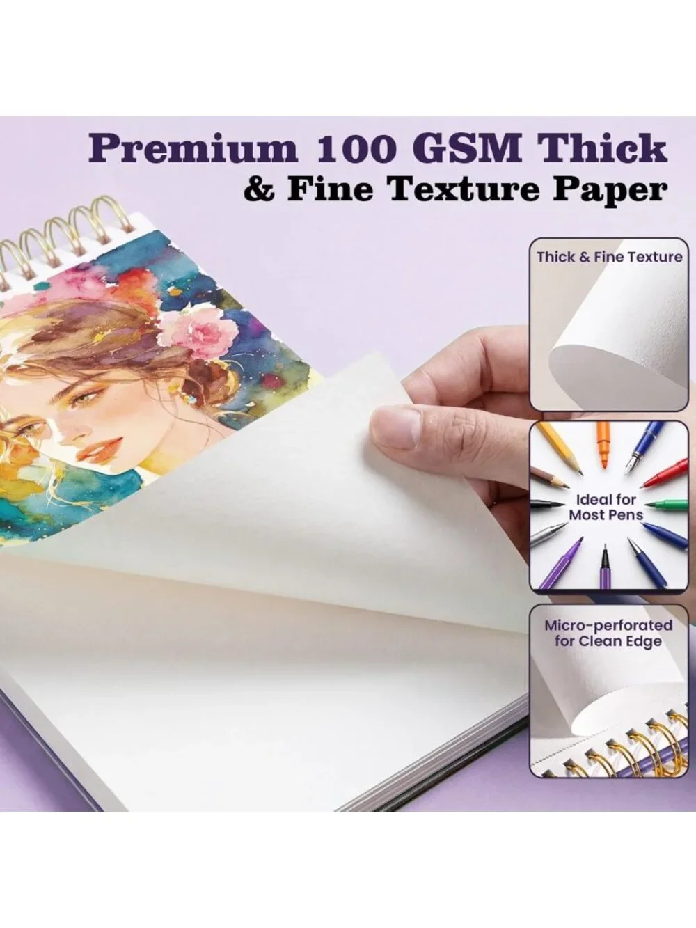 Large Hardcover Blank Notebook Journal | 300 Pages No Bleed Thick Paper, Lay